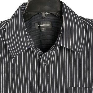 Michael Brandon Shirt Mens Large 16 1/2 Striped Button-Up‎ Business Formal Club